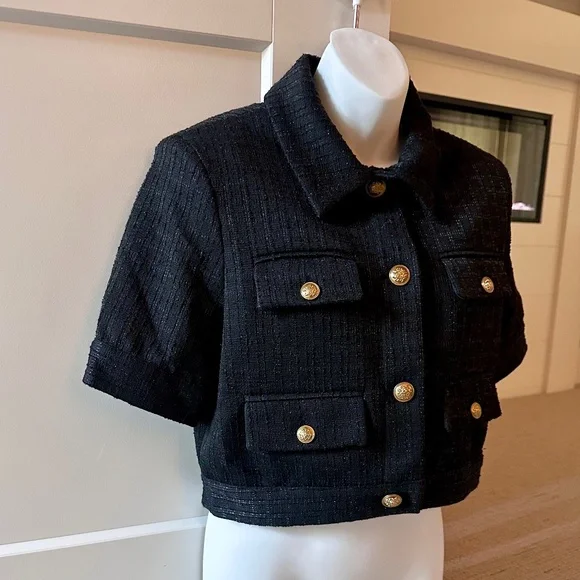 ALICE + OLIVIA Chic Chanel Style Crop Short Sleeve Jacket Sz 6 $465 - Picture 2 of 4